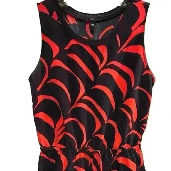 Gap Women's Sleeveless Tie Waist Dress Size M red and black Knee Length - Picture 2 of 9